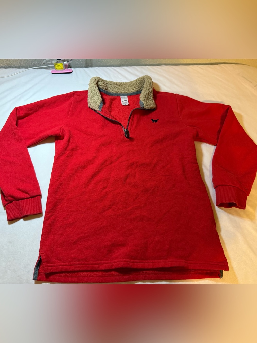 Carter's Red Quarter-Zip Pullover with Cream Sherpa Collar